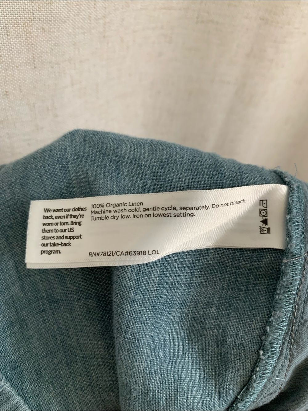 Eileen Fisher 100% Organic Linen Délavé Relaxed Wide-Leg Pants Blue Medium - Picture 13 of 13